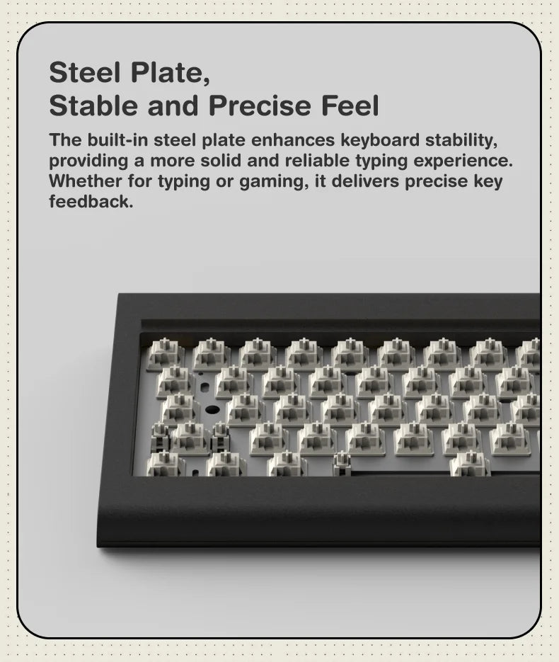 68 Keys Translucent Black Wired, Hot Swappable PCB Retro Keyboard