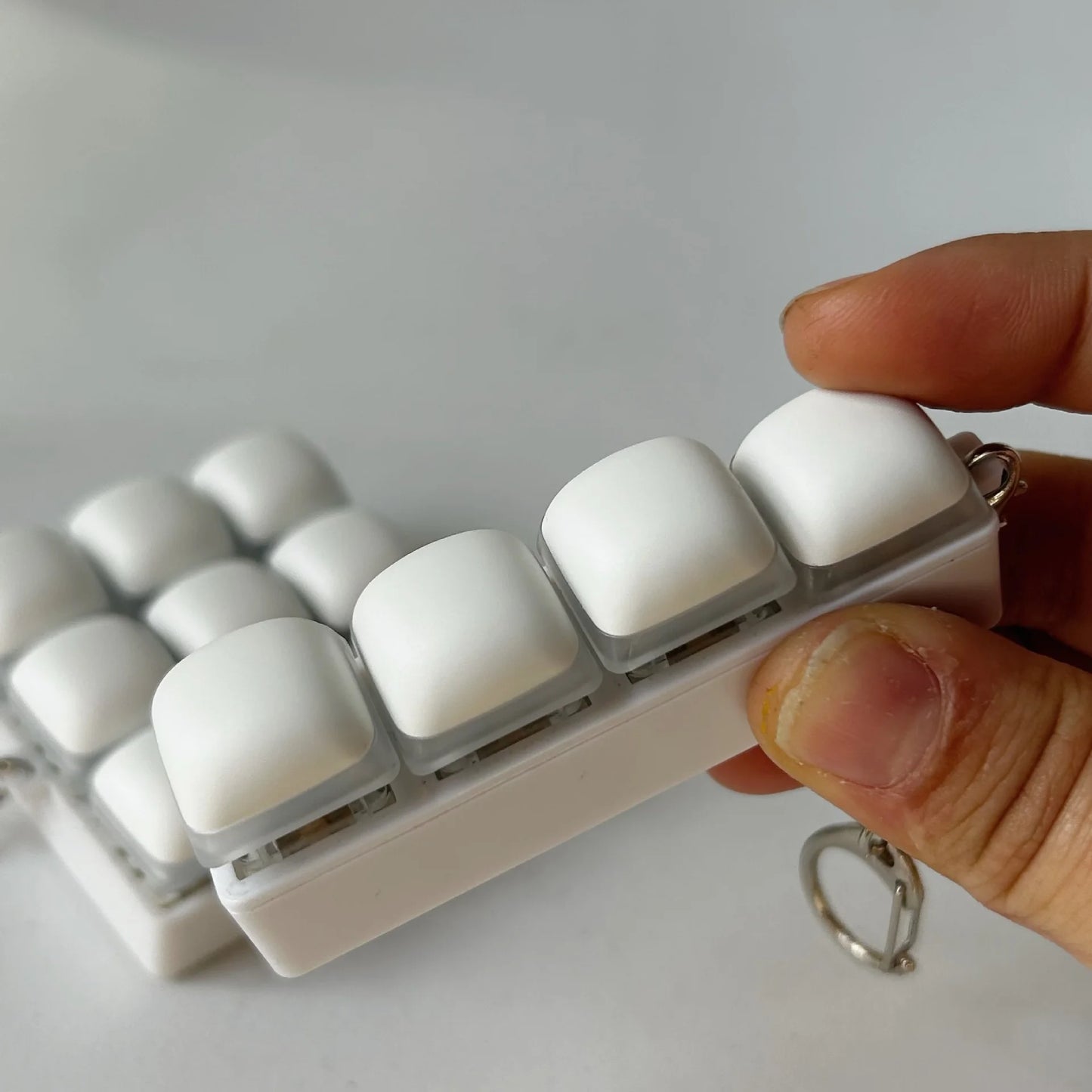 White Steamed Bun Buttons Keychain
