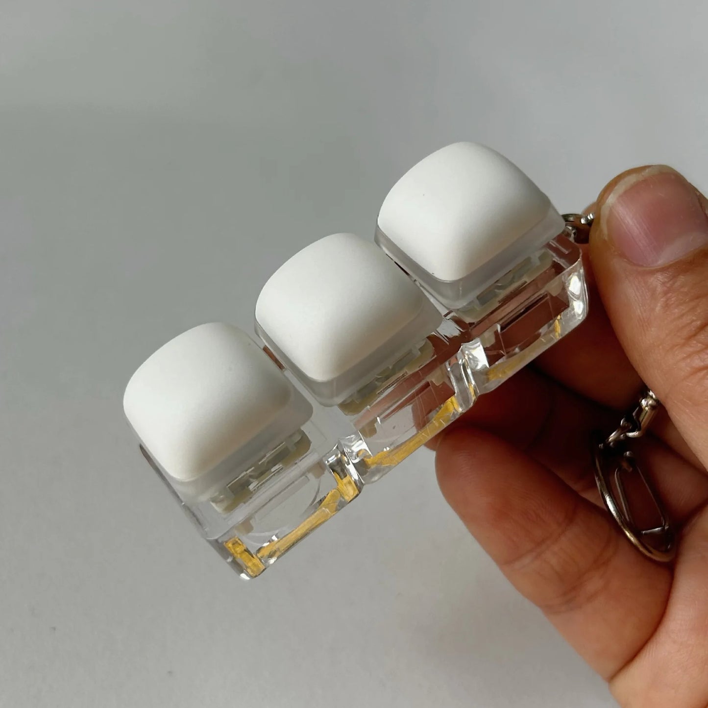 White Steamed Bun Buttons Keychain