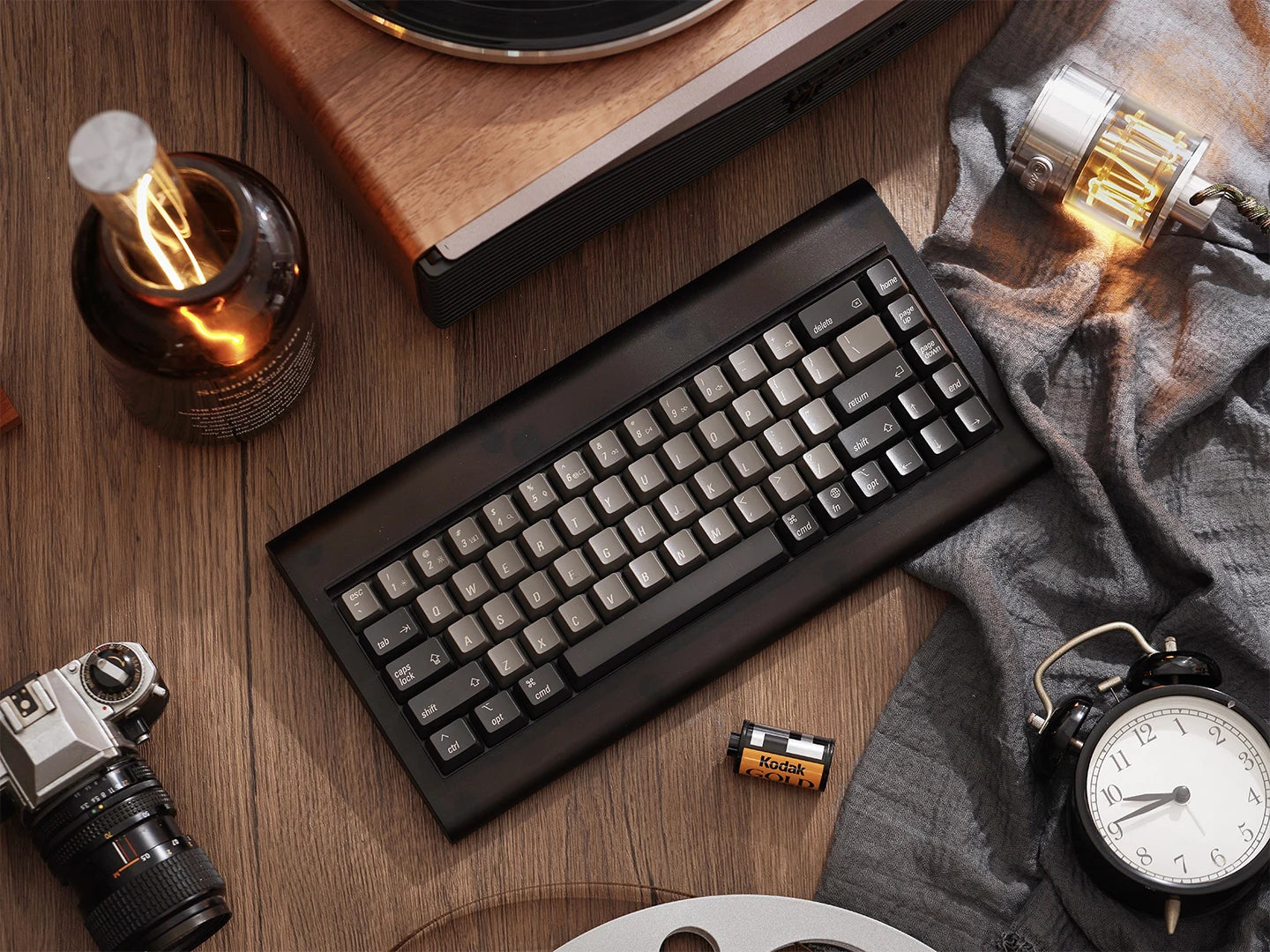 68 Keys Translucent Black Wired, Hot Swappable PCB Retro Keyboard