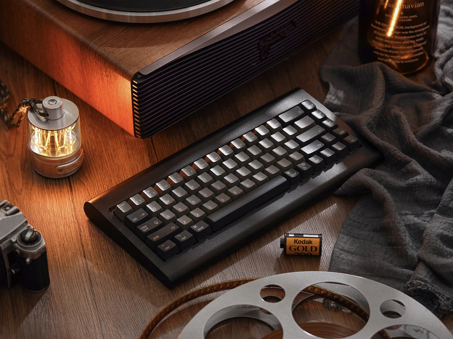 68 Keys Translucent Black Wired, Hot Swappable PCB Retro Keyboard