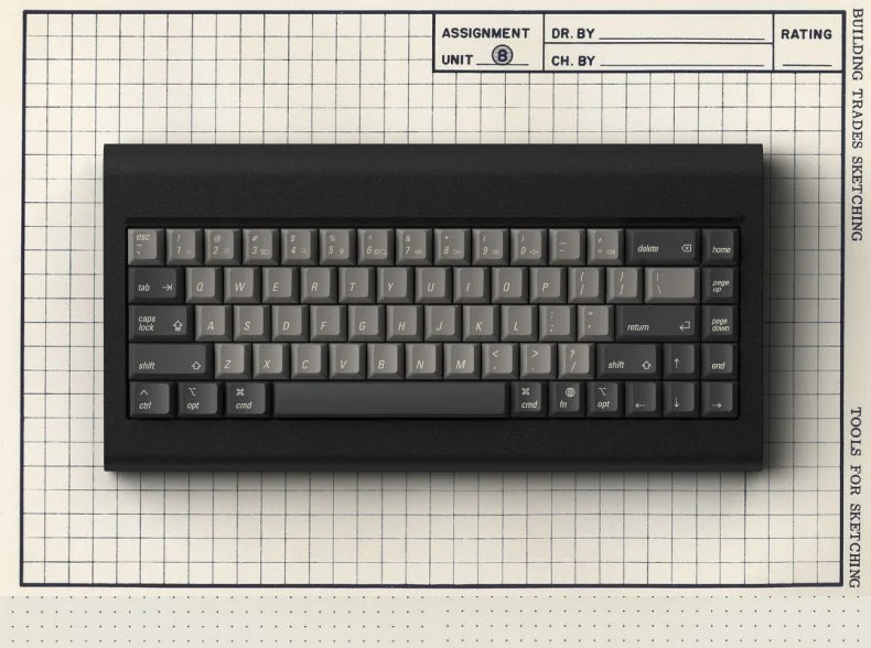 68 Keys Translucent Black Wired, Hot Swappable PCB Retro Keyboard