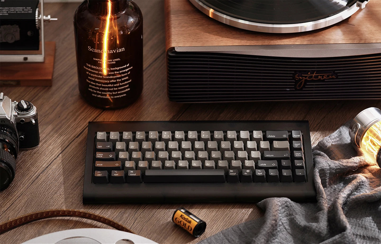 68 Keys Translucent Black Wired, Hot Swappable PCB Retro Keyboard