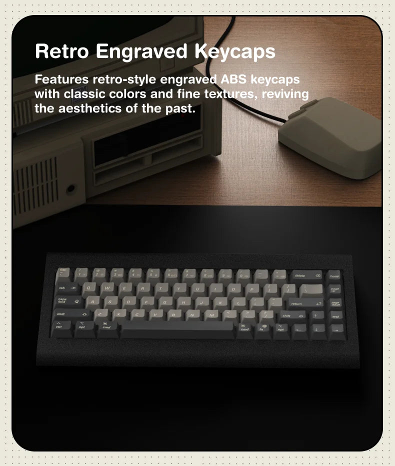 68 Keys Translucent Black Wired, Hot Swappable PCB Retro Keyboard